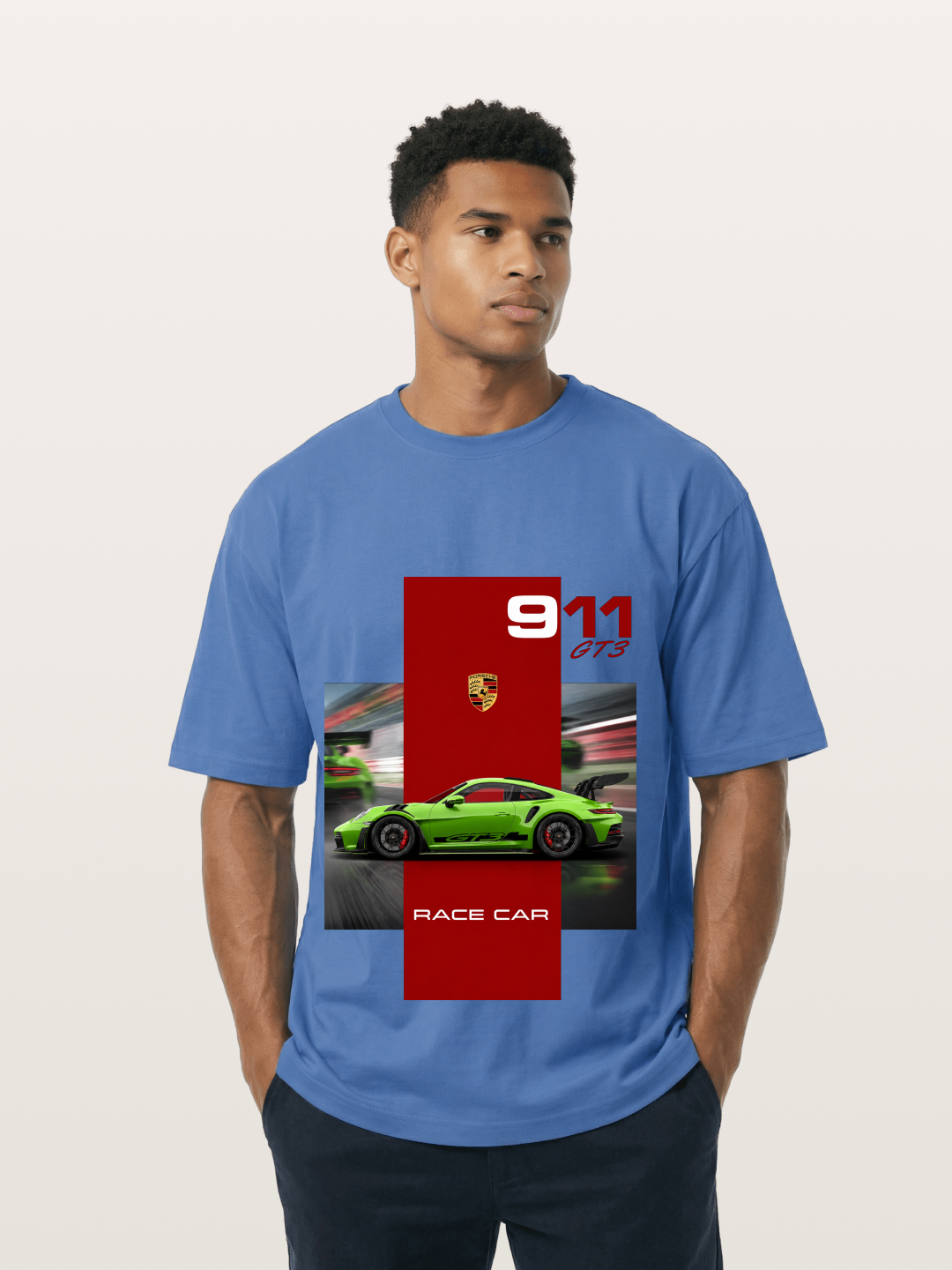 Porsche 911 GT3 Green Race Car Gildan T-shirt