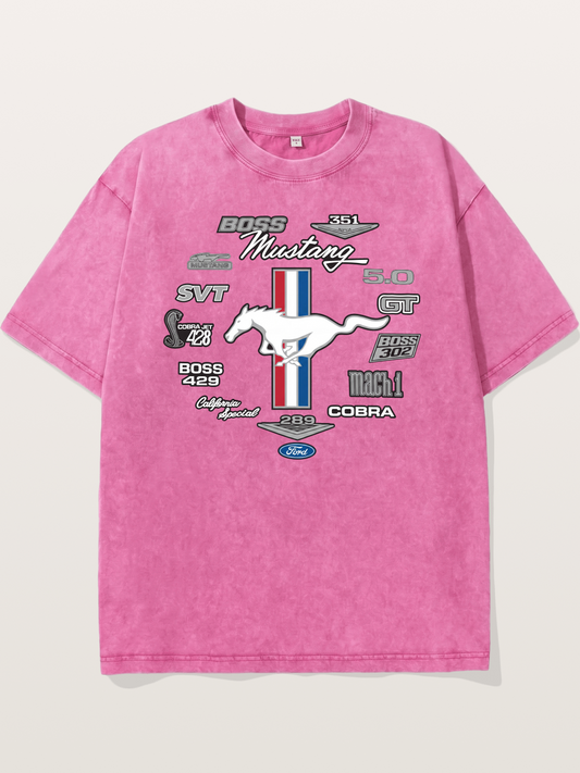 Ford Mustang Generations Badge Collection Washed T-shirt