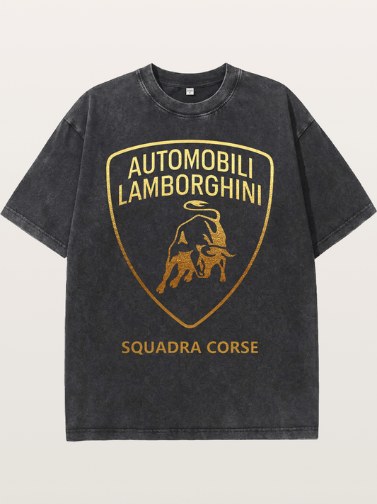 Lamborghini Squadra Corse Gold Shield Washed T-shirt