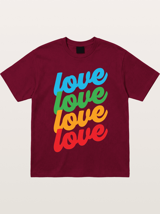 Love Is Love Stacked Rainbow Gildan T-shirt