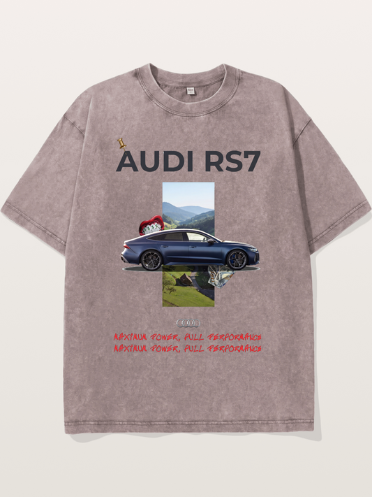 Audi RS7 Surreal Collage Art Washed T-shirt