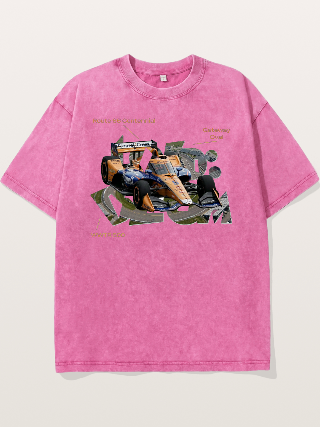 Orange IndyCar Route66 Art Washed T-shirt