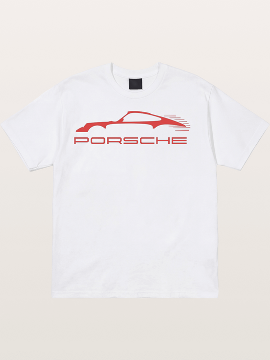 Red Porsche Silhouette Art Cotton T-shirt