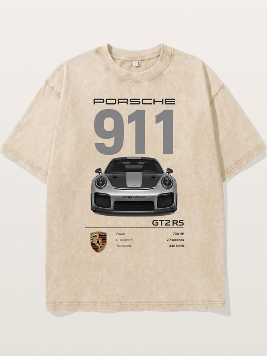 Porsche 911 GT2RS Front View Specs Washed T-shirt