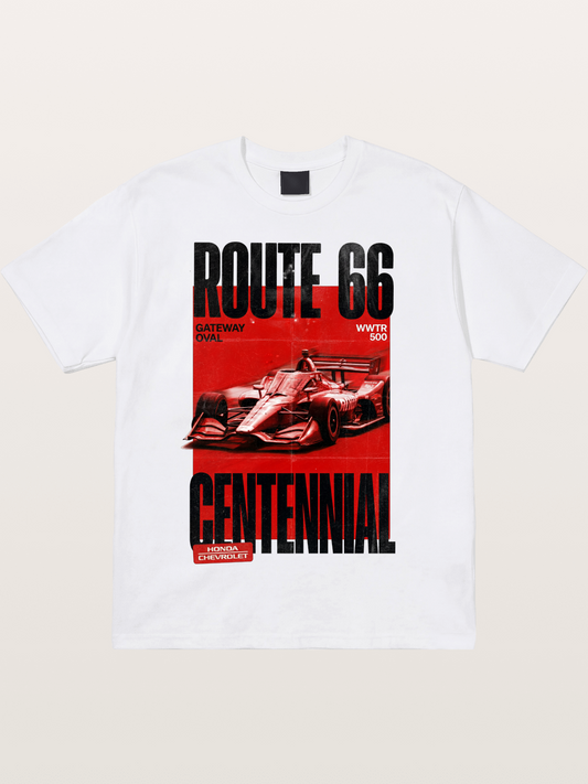 Red Tone Route66 Racing Card Cotton T-shirt