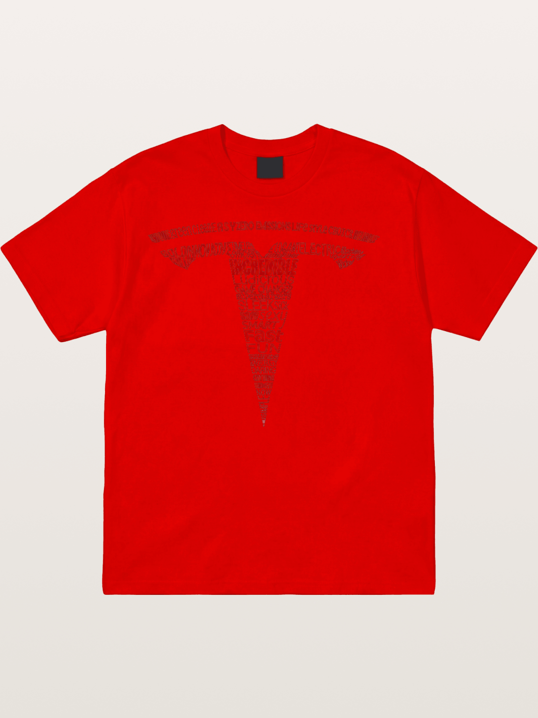 Tesla Word Cloud Heart Print Cotton T-shirt