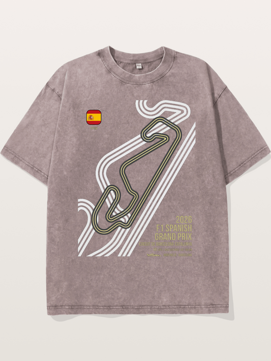 Spanish F1 Catalunya Circuit Layout Washed T-shirt