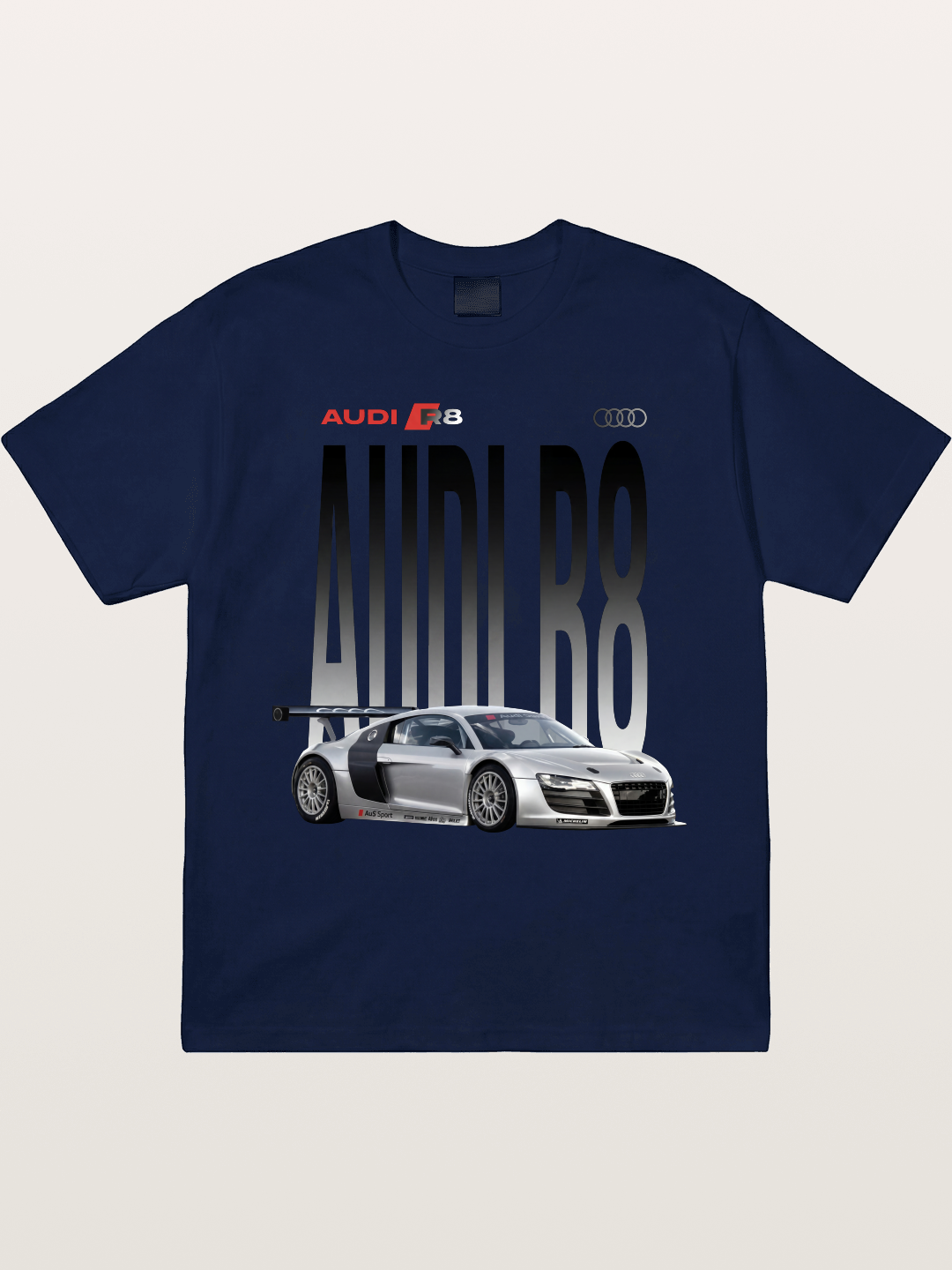 Silver Audi R8 GT3 Front Side View Gildan T-shirt