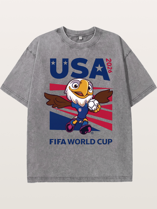 USA Eagle Mascot World Cup Washed T-shirt