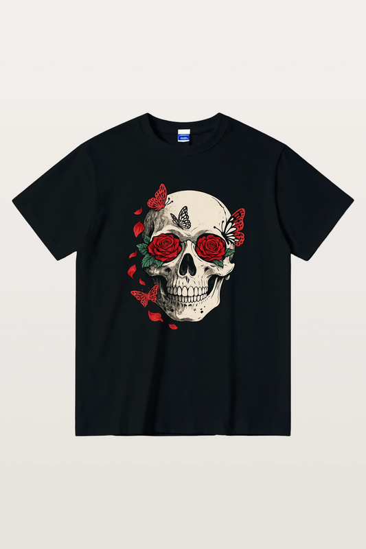 Red Rose Skull T-Shirts