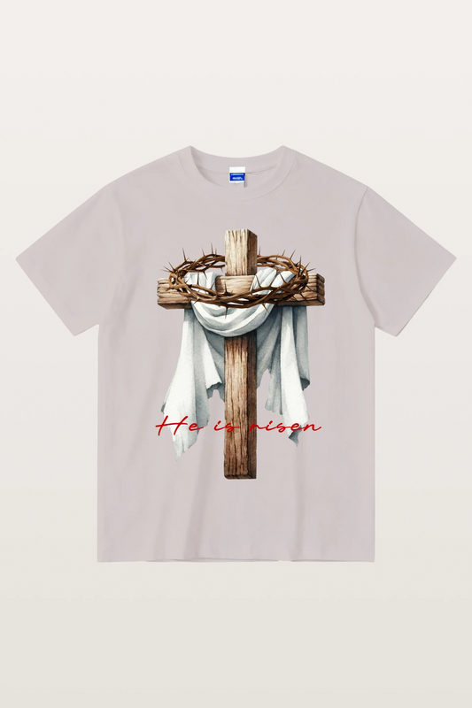 White Linen Cross Cotton T-shirt
