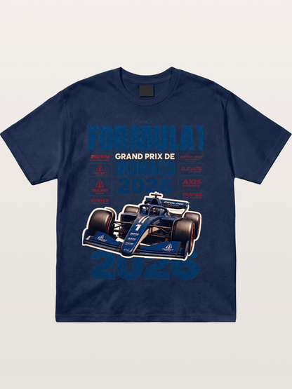 Deep Blue Monaco F1 2026 Card Cotton T-shirt