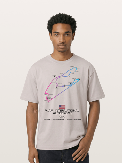 Miami Autodrome F1 Track Map Cotton T-shirt