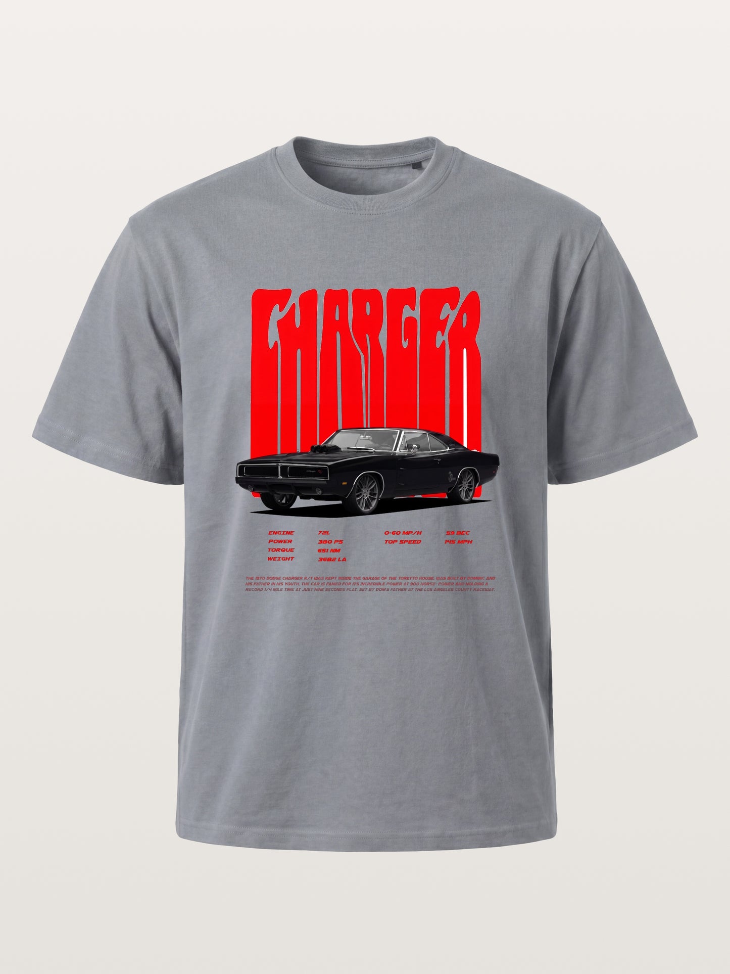 Red Charger Retro Muscle Print Gildan T-shirt