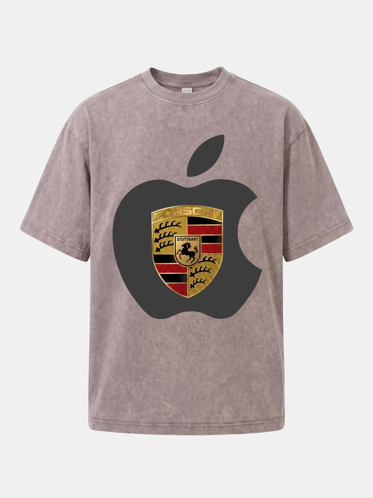 Porsche Crest Inside Apple Outline Washed T-shirt