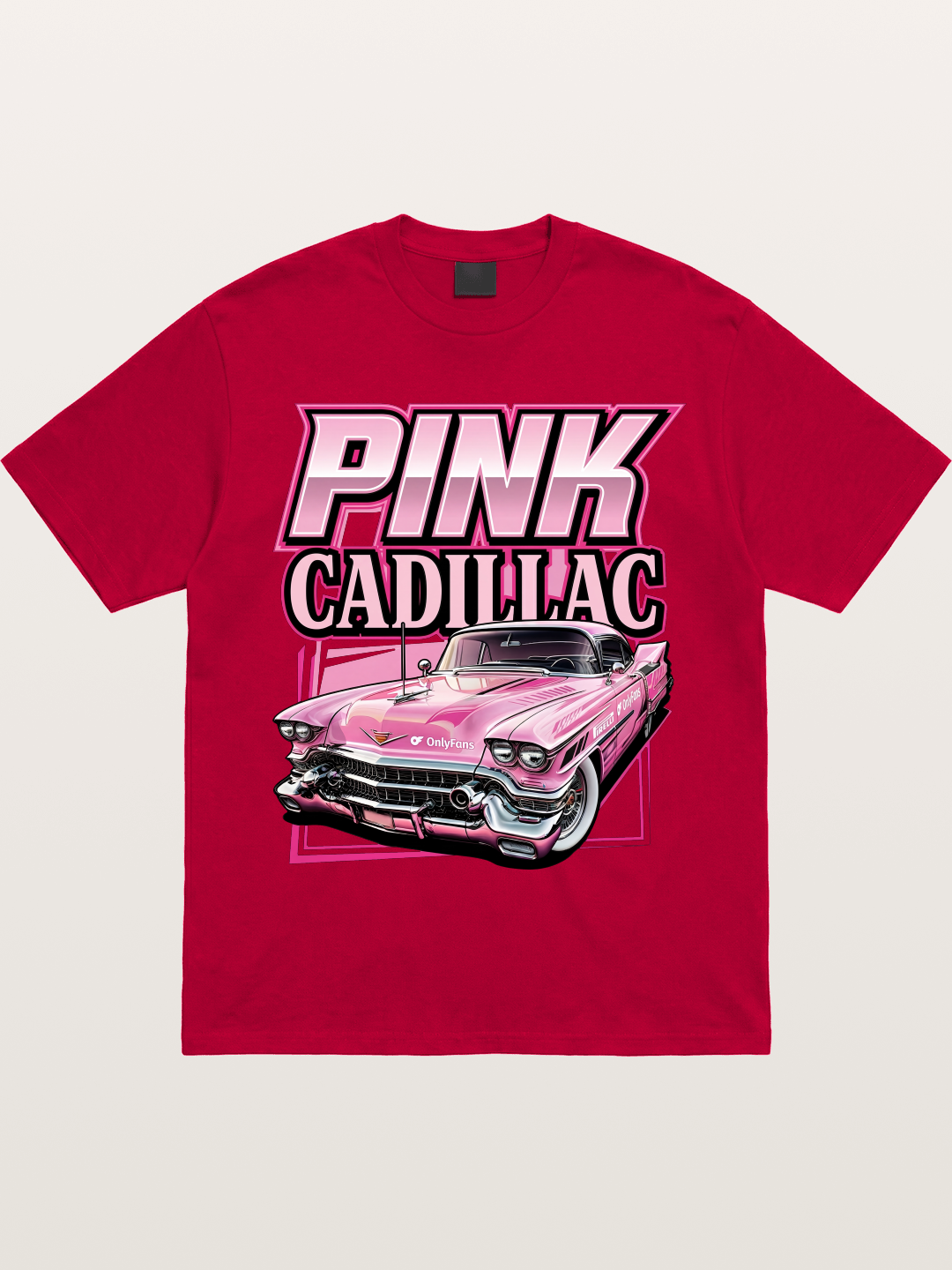 Pink Cadillac Classic Car Art Print Gildan T-shirt