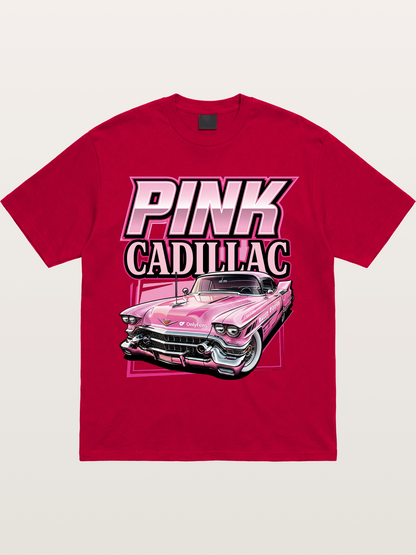 Pink Cadillac Classic Car Art Print Gildan T-shirt