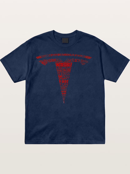 Tesla Word Cloud Heart Print Cotton T-shirt