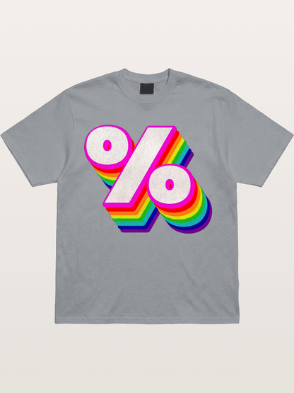 Rainbow Stacked Percent Symbol Pride Gildan T-shirt