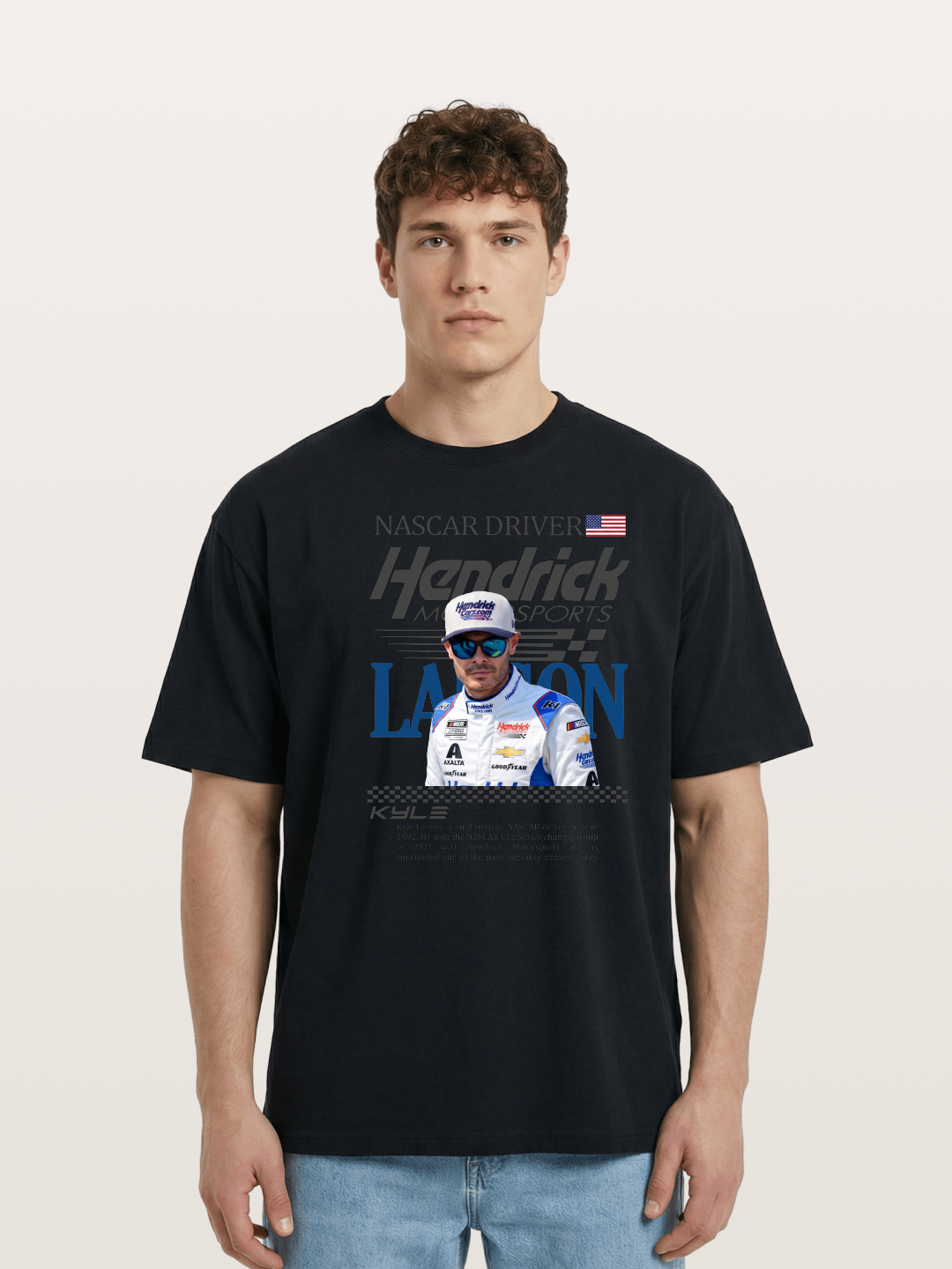 NASCAR Driver Kyle Larson Magazine Style Cotton T-shirt