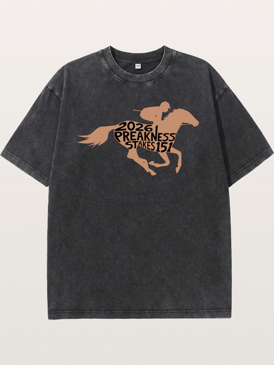 Preakness Stakes 151 Horse Silhouette Washed T-shirt
