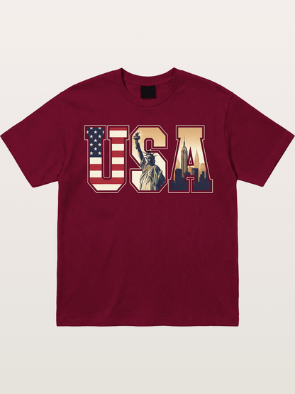 USA Letters Liberty City Skyline Gildan T-shirt