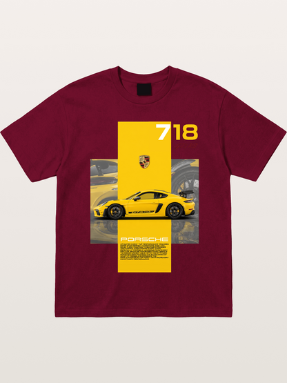 Porsche 718 GT4 RS Yellow Sports Car Gildan T-shirt