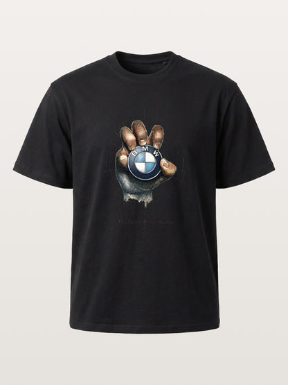 Hand Holding BMW Logo Sketch Cotton T-shirt