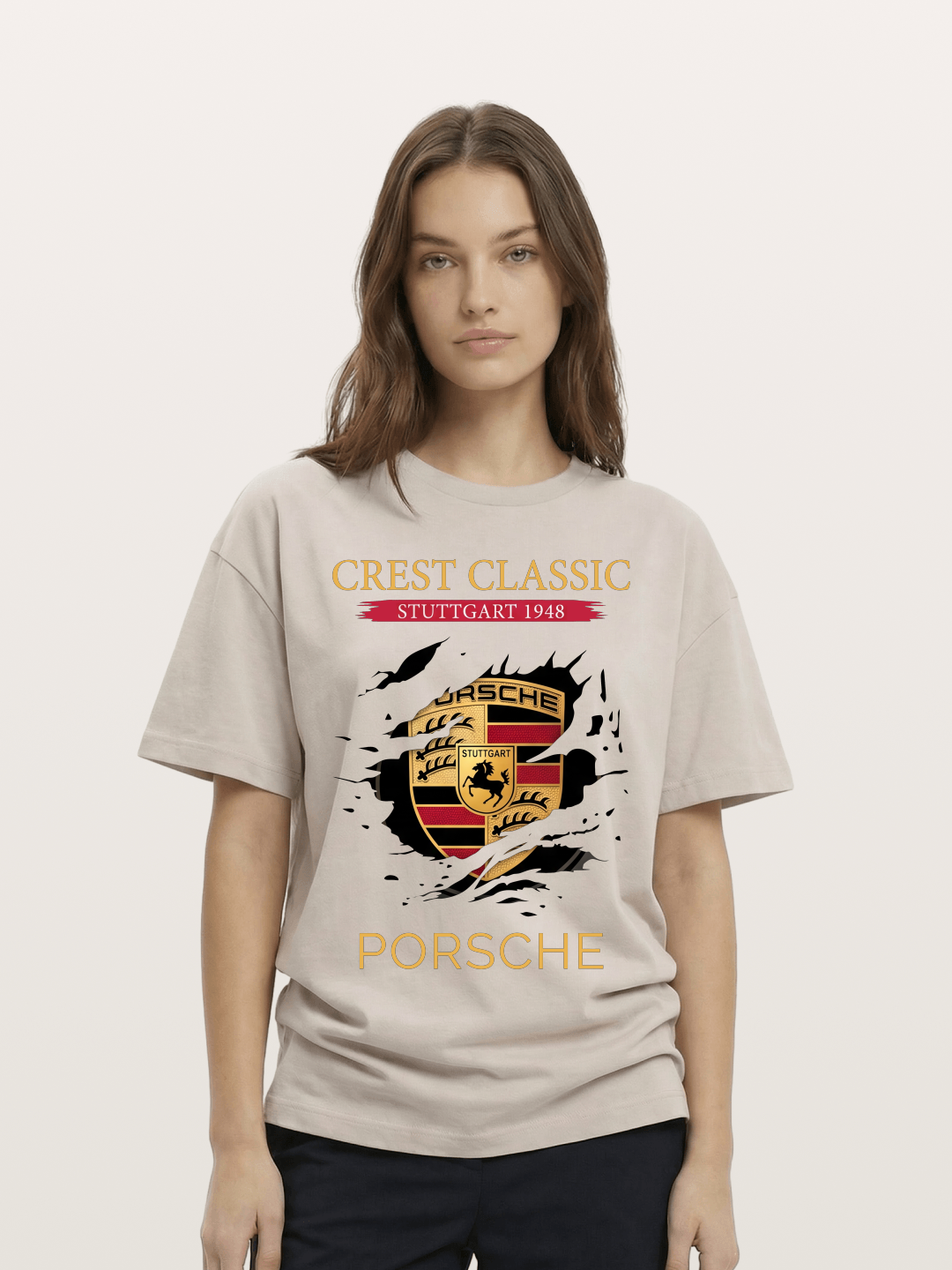 Porsche Stuttgart Tear Logo Cotton T-shirt