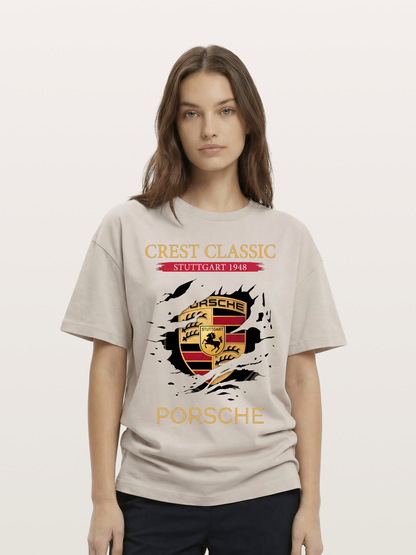 Porsche Stuttgart Tear Logo Cotton T-shirt