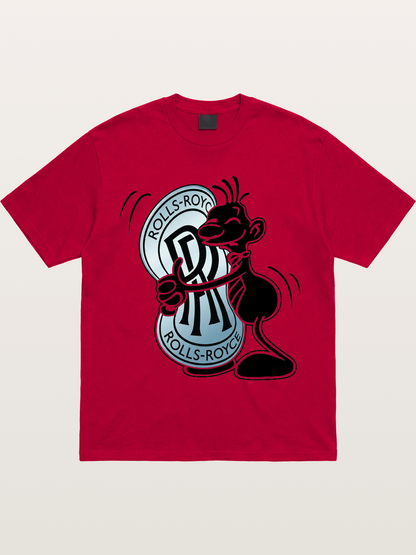 Mascot Hugging Rolls-Royce Logo Gildan T-shirt