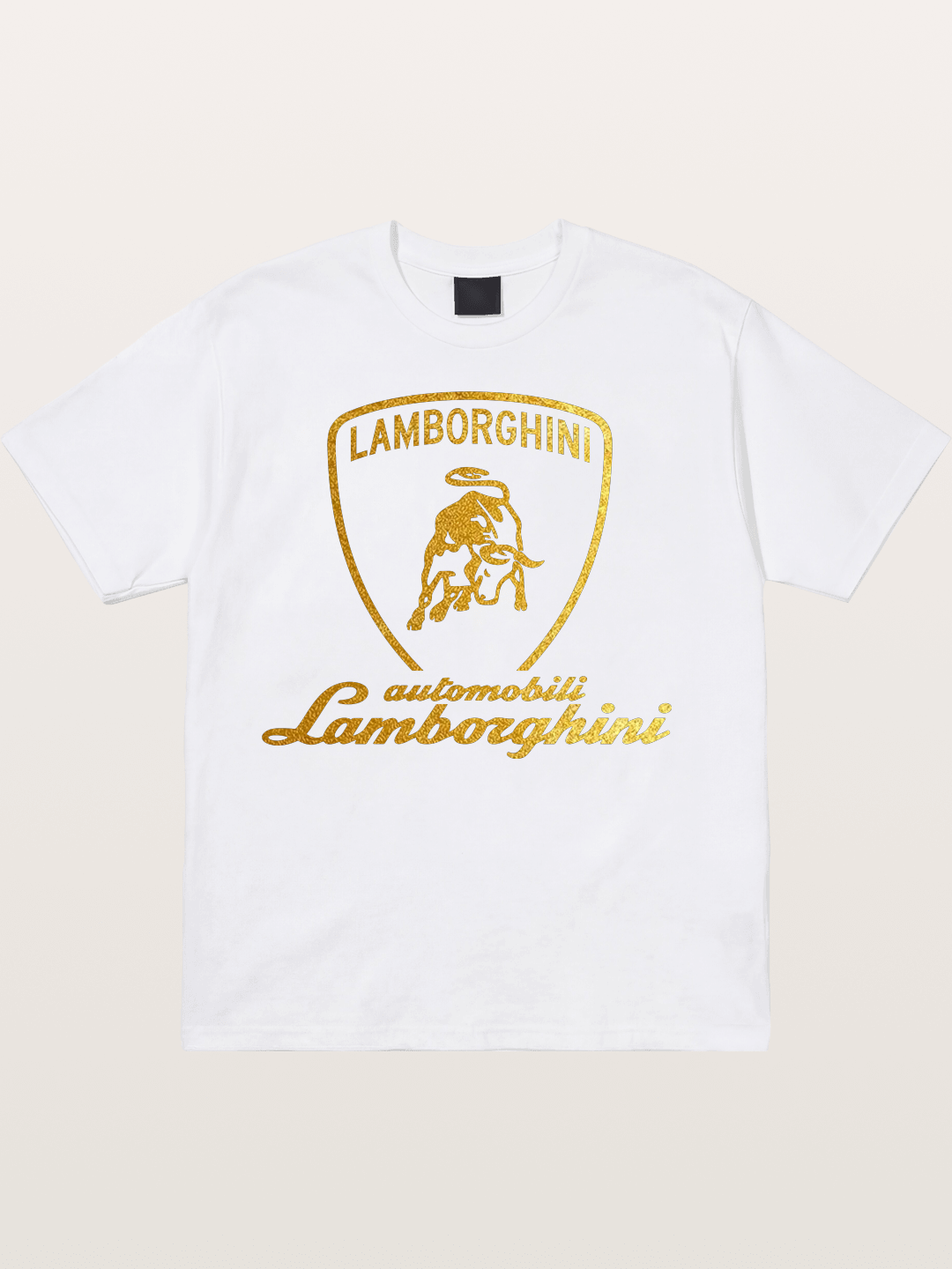 Lamborghini Gold Logo and Bull Shield Cotton T-shirt