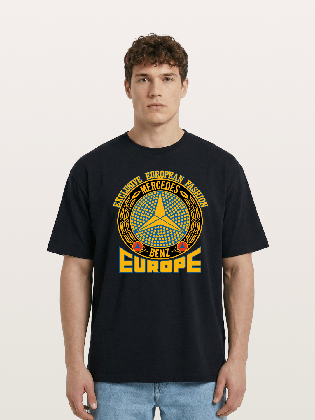 European Fashion Mercedes Print Cotton T-shirt
