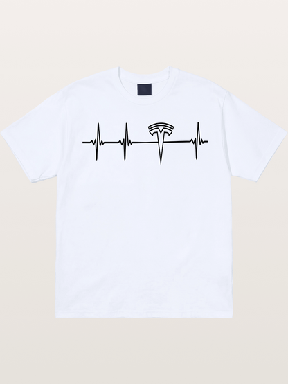 Tesla Logo Heartbeat Sticker Gildan T-shirt