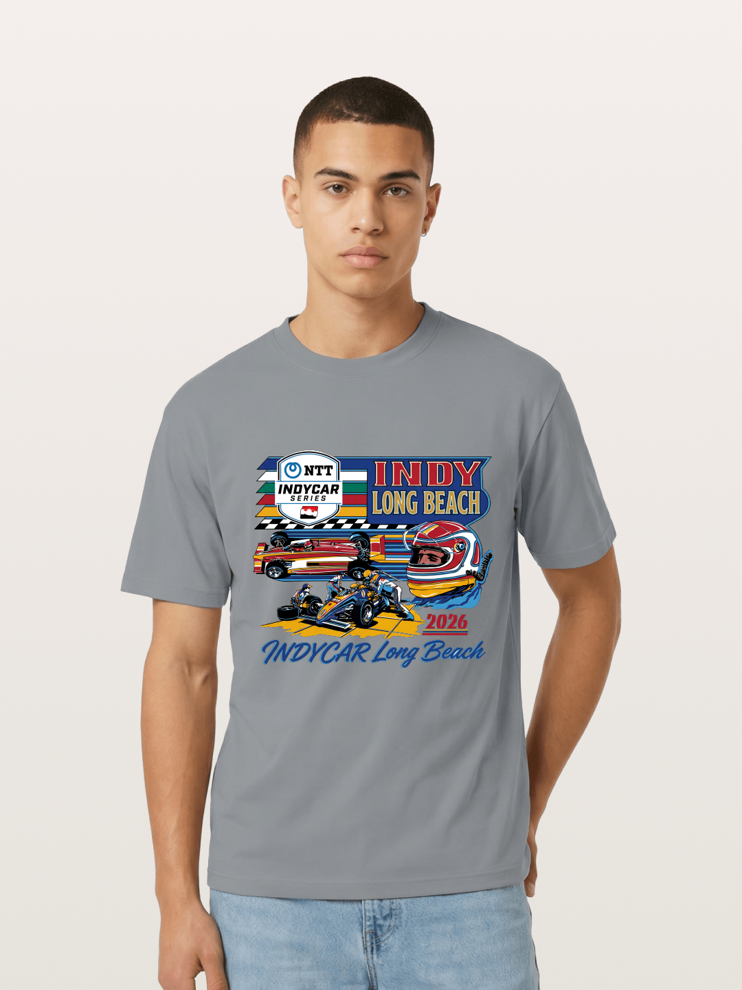 IndyCar Long Beach Vintage Art Gildan T-shirt