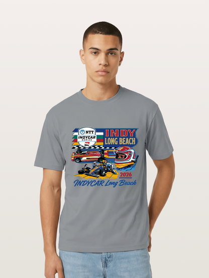 IndyCar Long Beach Vintage Art Gildan T-shirt