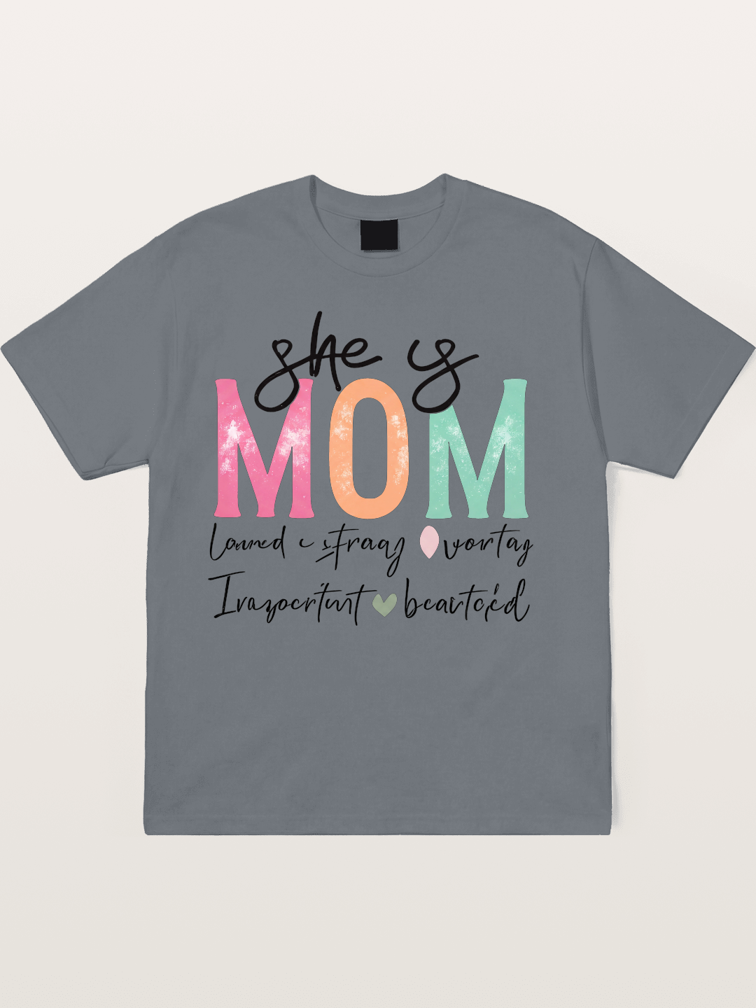 She is Mom Boho Pastel Print Cotton T-shirt