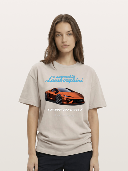 Lamborghini Temerario Orange Sports Car Cotton T-shirt