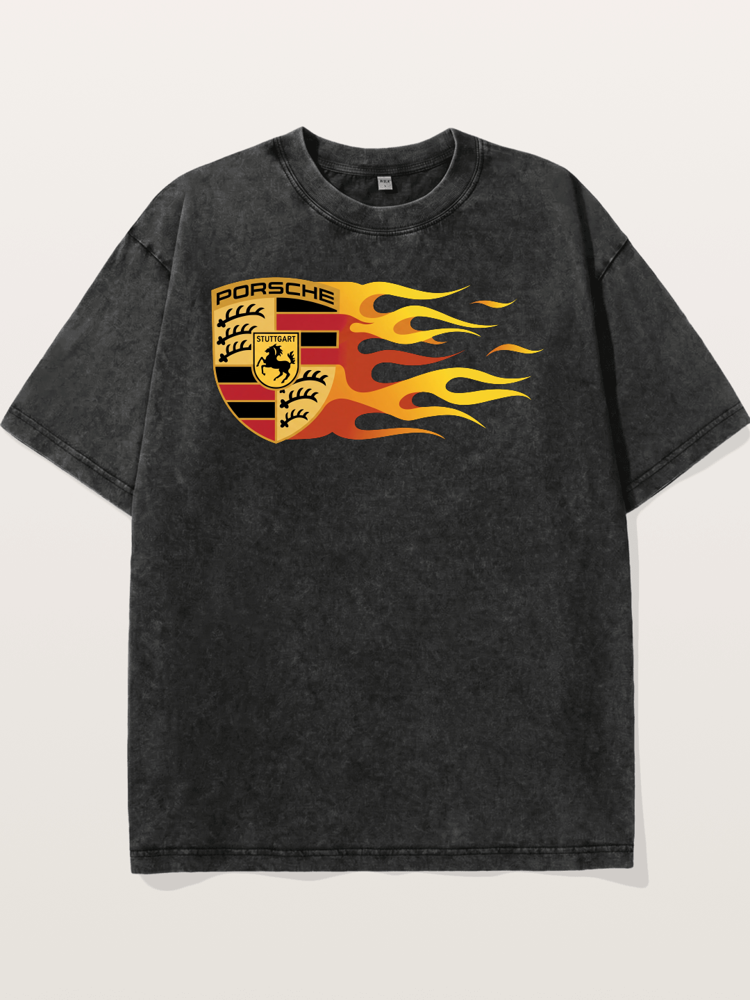 Porsche Crest With Flame Accents Washed T-shirt