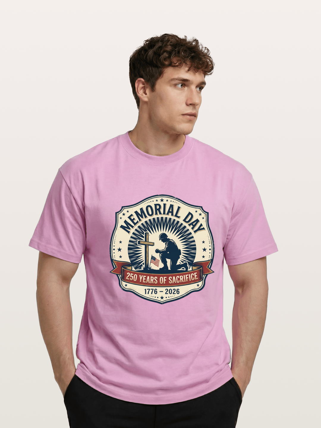 Memorial Day Vintage Sacrifice Badge Gildan T-shirt