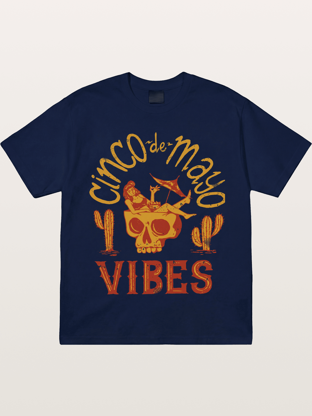Cinco de Mayo Retro Skull Vibes Gildan T-shirt