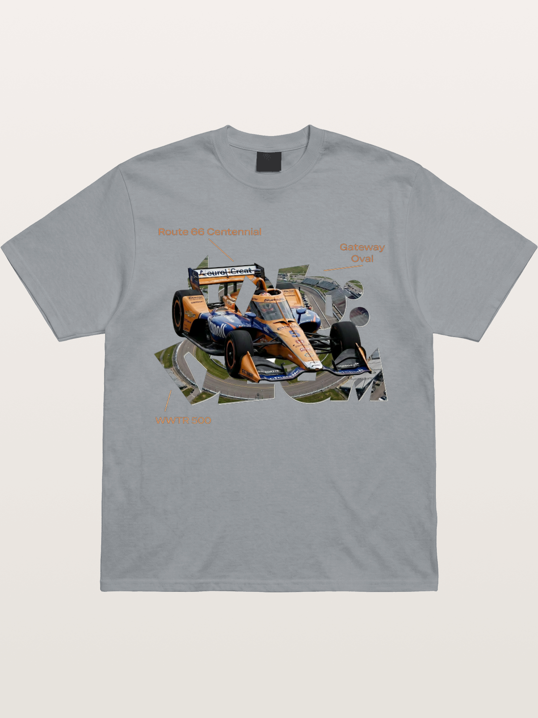 Orange IndyCar Route66 Art Gildan T-shirt