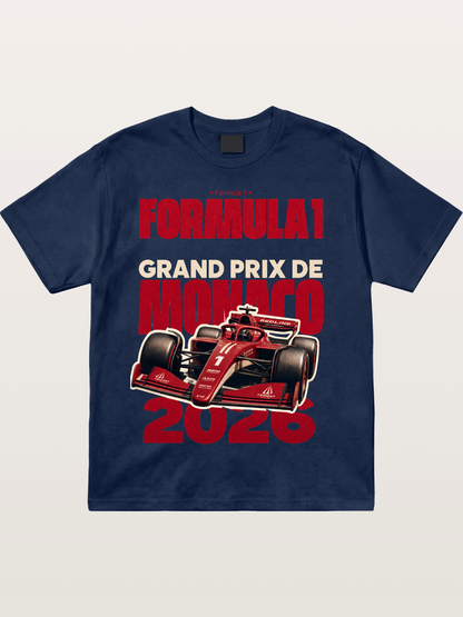 Monaco F1 2026 Red Print Cotton T-shirt