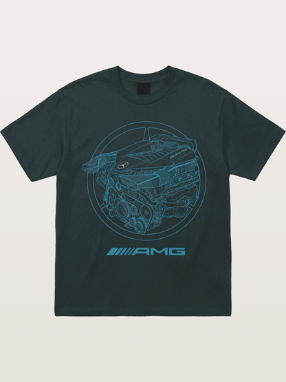 Mercedes AMG Engine Cutaway Blueprint Gildan T-shirt