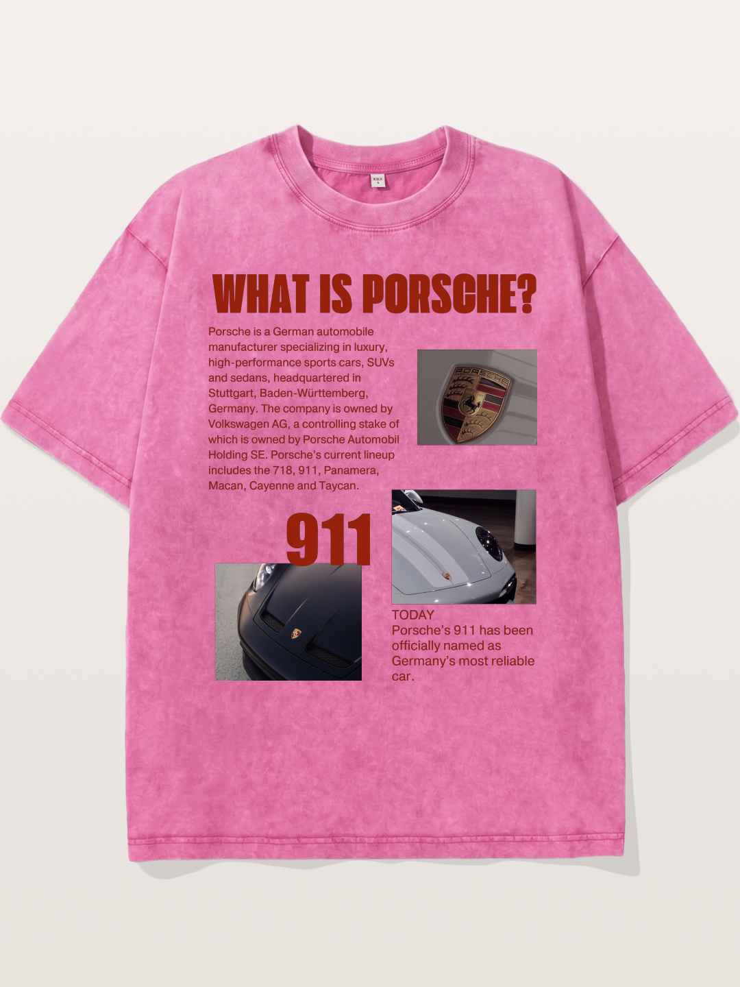 Porsche 911 Information Layout Washed T-shirt