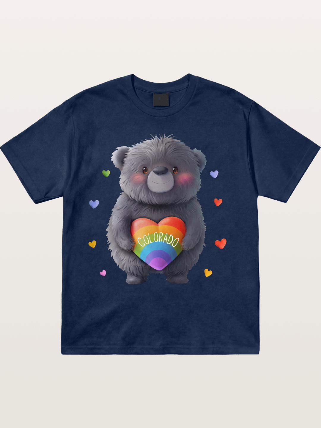 Colorado Pride Bear With Rainbow Heart Cotton T-shirt