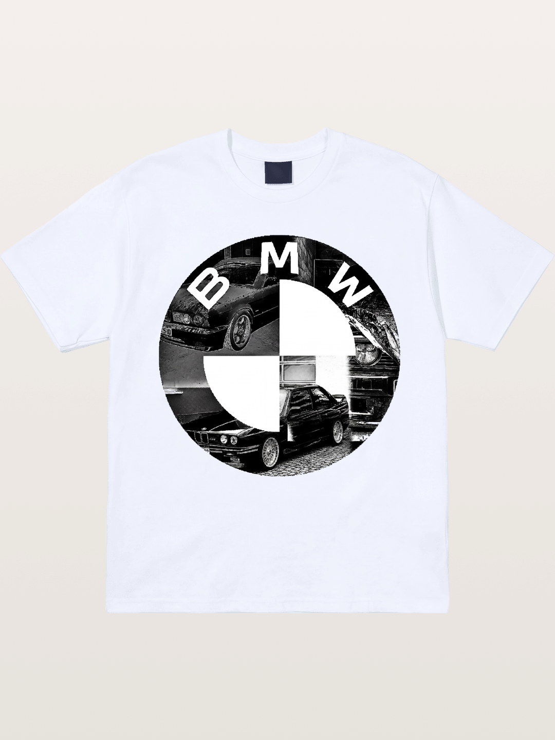 BMW Black White Photo Collage Logo Gildan T-shirt
