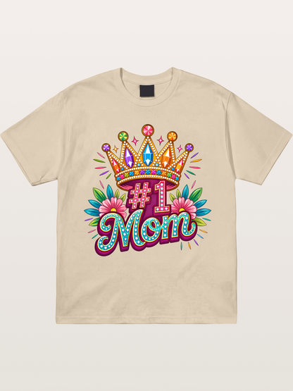 #1 Mom Crown Floral Graphic Gildan T-shirt