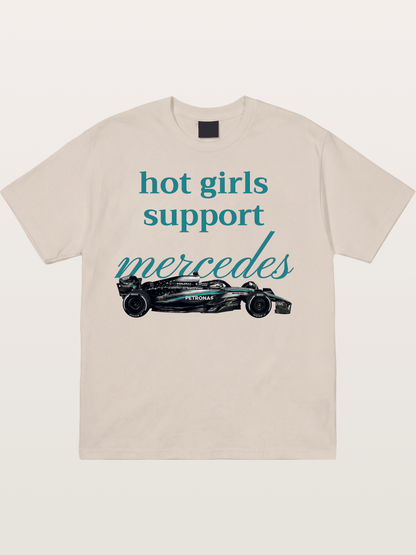 Mercedes F1 Racing Text Print Cotton T-shirt