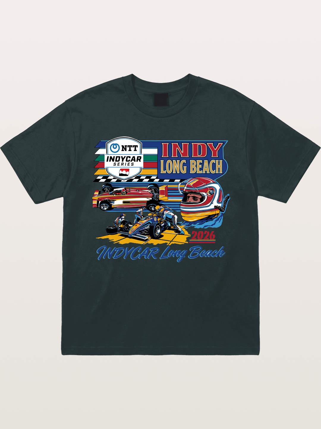 IndyCar Long Beach Vintage Art Gildan T-shirt